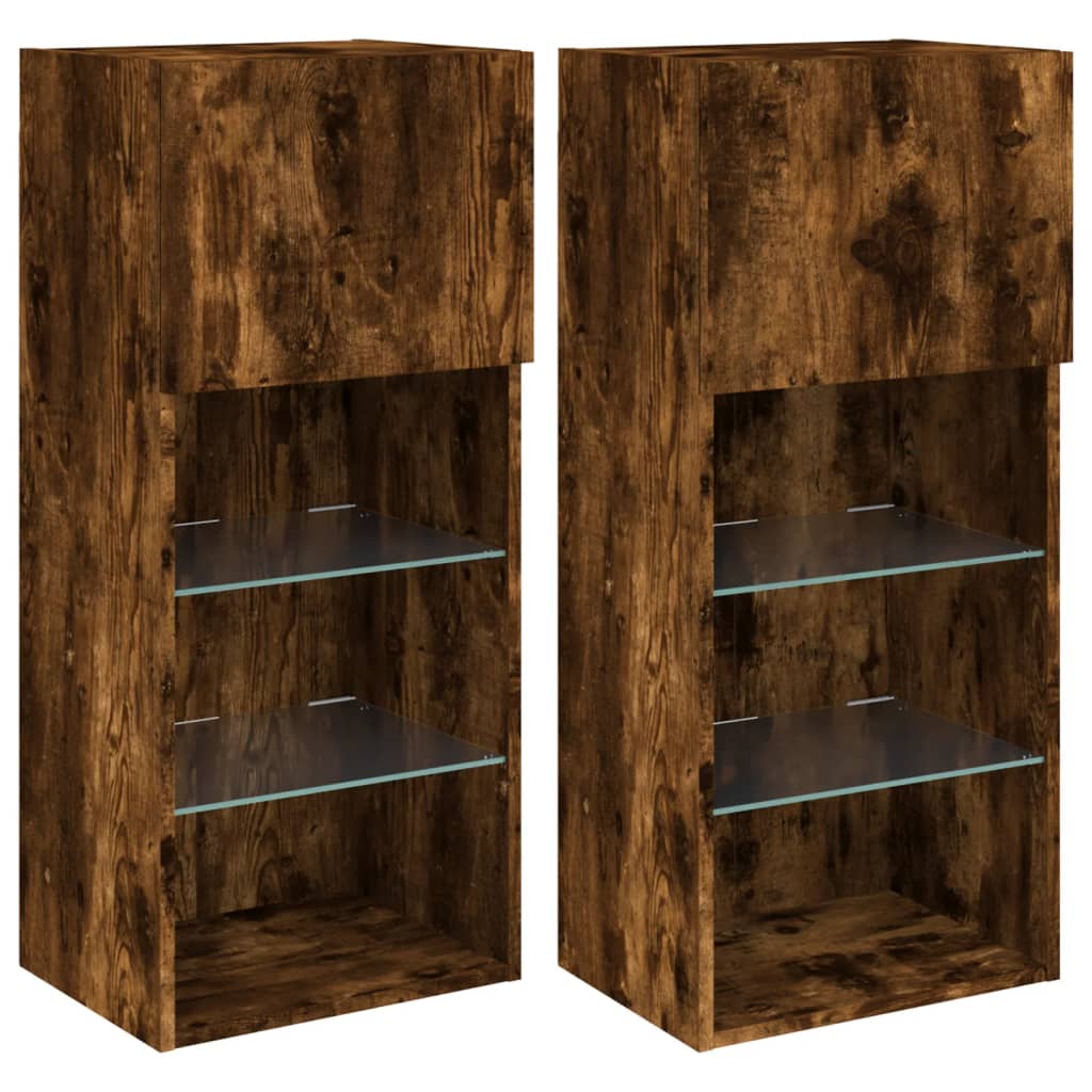 Vidaxl Muebles para TV con Luces LED 2 Uds 40,5x30x90 Cm