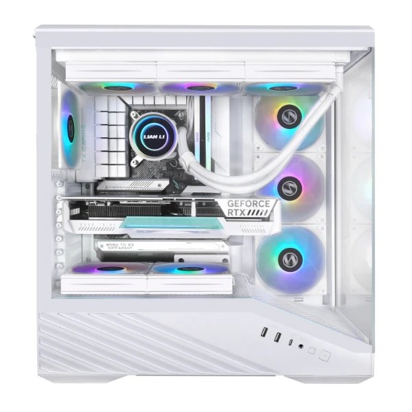 Lian Li - Caja para PC V100RW.00 en blanco con ventana de vidrio templado, acero y plástico, compatible ATX/E-ATX y GPU hasta 420 mm