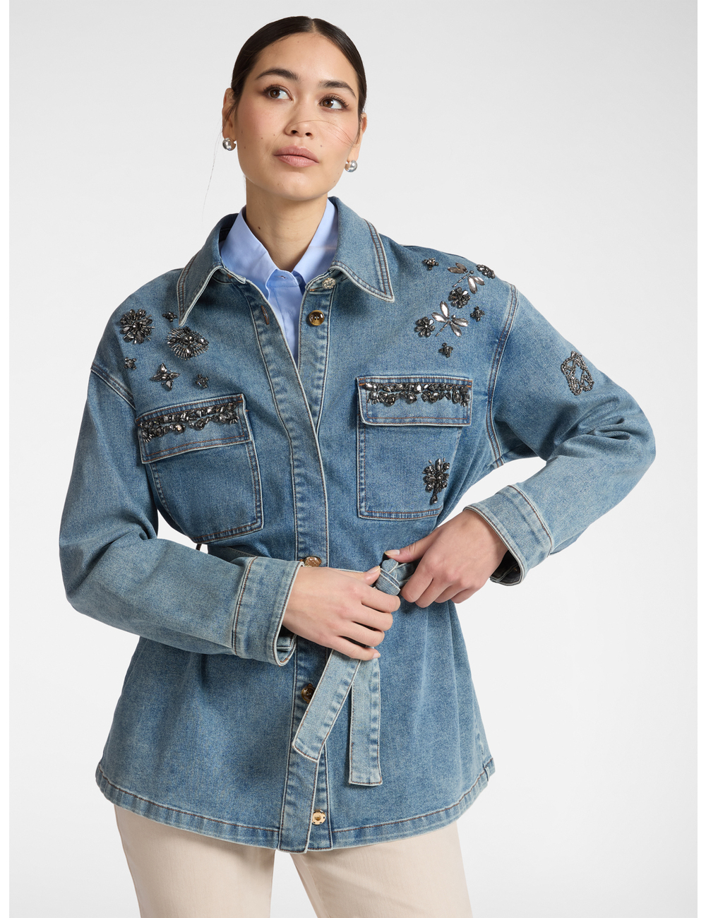 Elena Mirò - Chaqueta de denim con aplicaciones