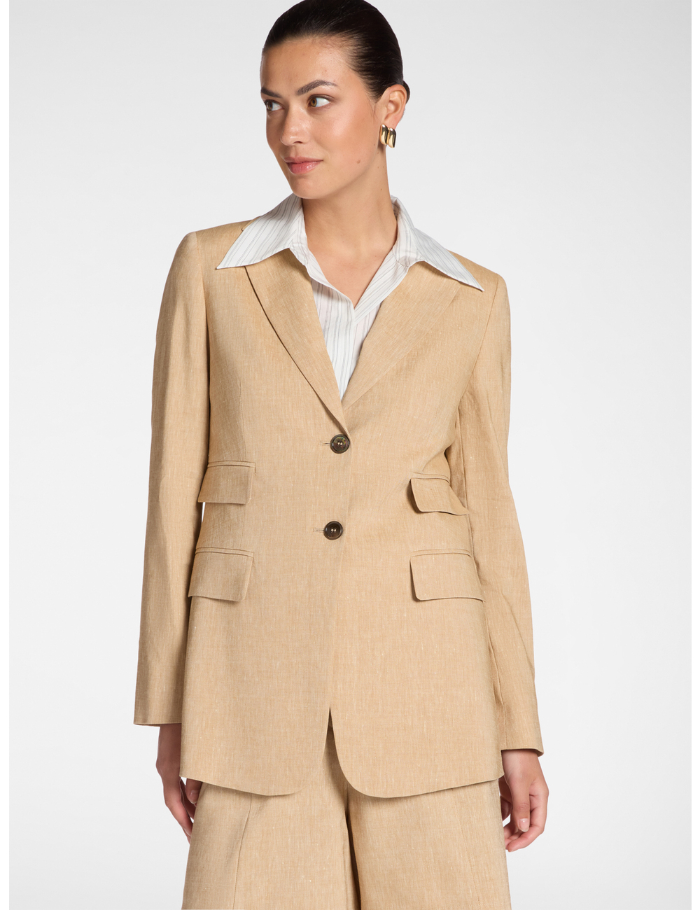 Elena Mirò - Blazer de mezcla de lino con botonadura sencilla