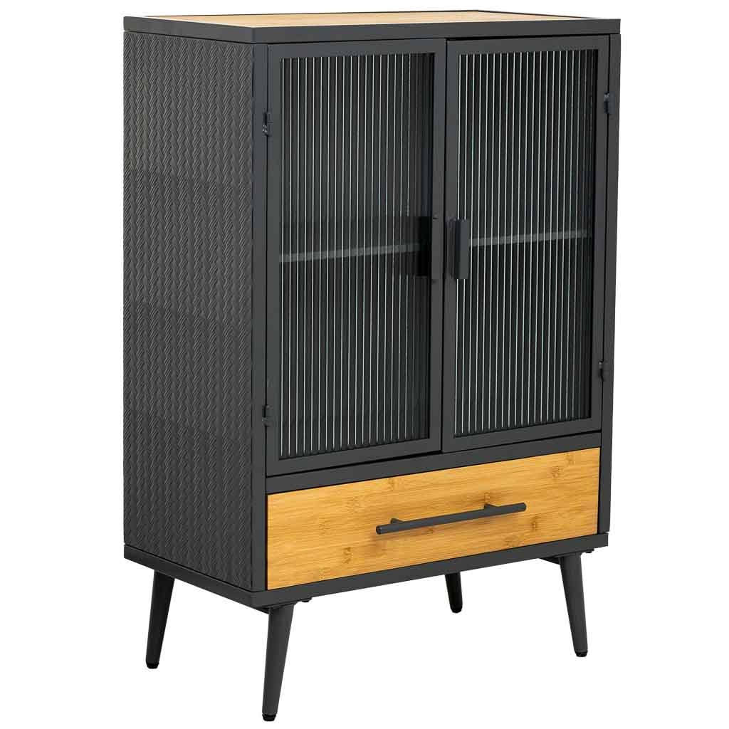 Wonderlust Deco - Vitrina de metal, madera y vidrio 1 cajón, negro61x32x90,5h cm Negro 61x32x90,5h cm