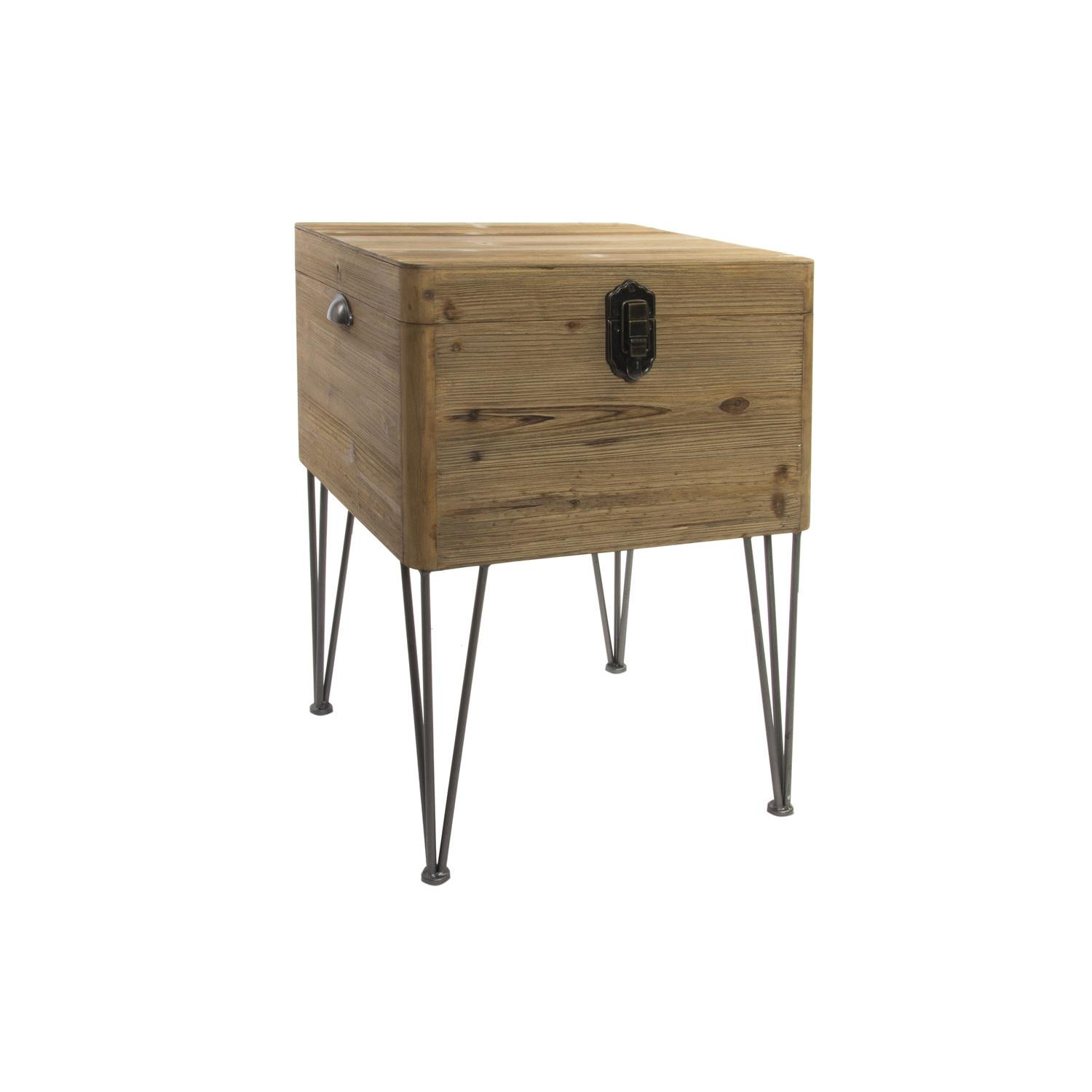 Mesita Auxiliar Madera Metal 49X51X74 Baul Natural - Fijalo - El mejor complemento para tu hogar.