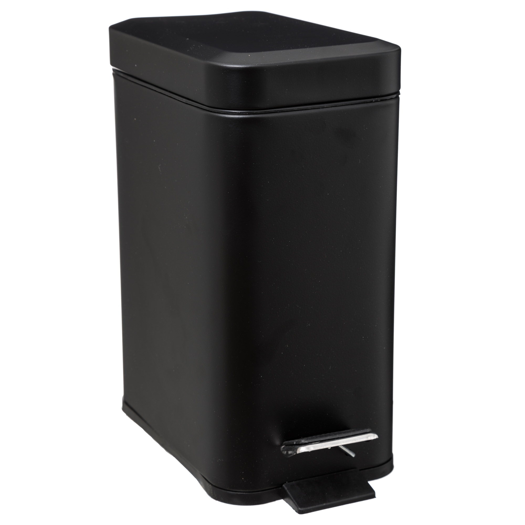 Papelera Negra Rectangular 5L Mat de Metal para Baño Resistente y Compacta