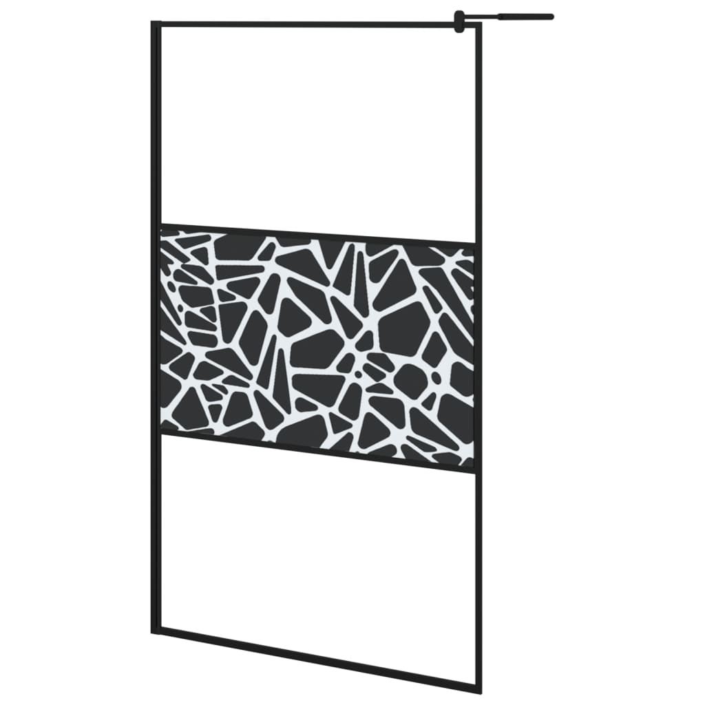 vidaXL Mampara de Ducha Accesible Vidrio ESG Diseño Piedras 115x195 cm Baño Color Plateado,  Negro, y mas
