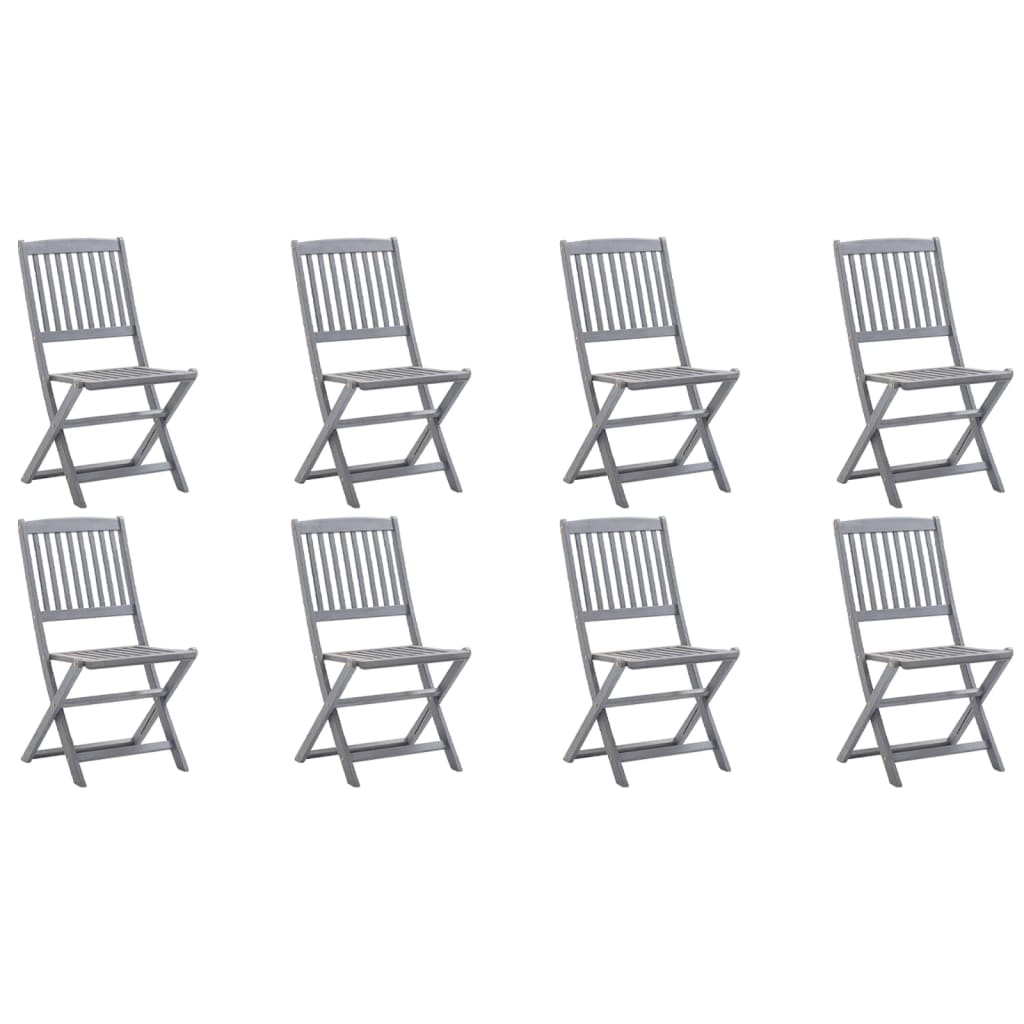 vidaXL Sillas de jardín plegables 8 uds madera maciza acacia