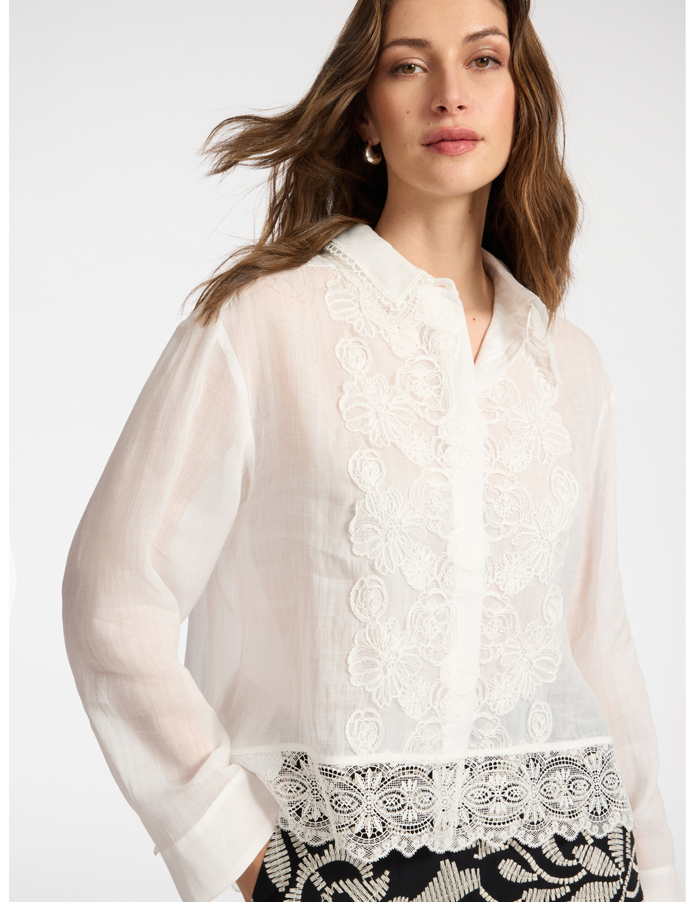 Elena Mirò - Camisa de ramio con encaje