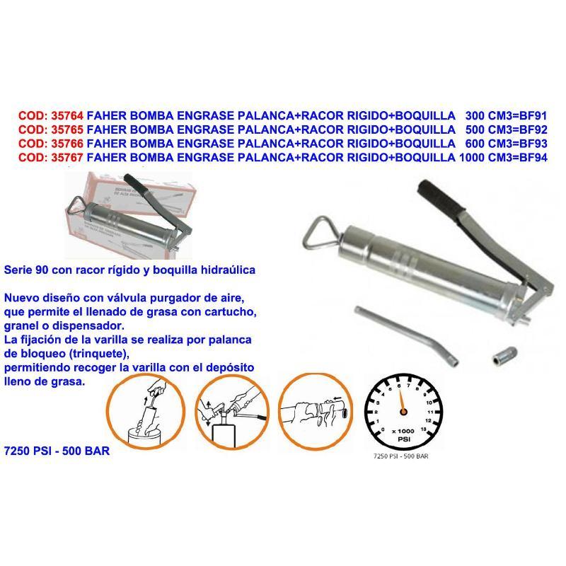 Faher bomba engrase palanca+racor rigido+boquilla 500 cm3 bf92
