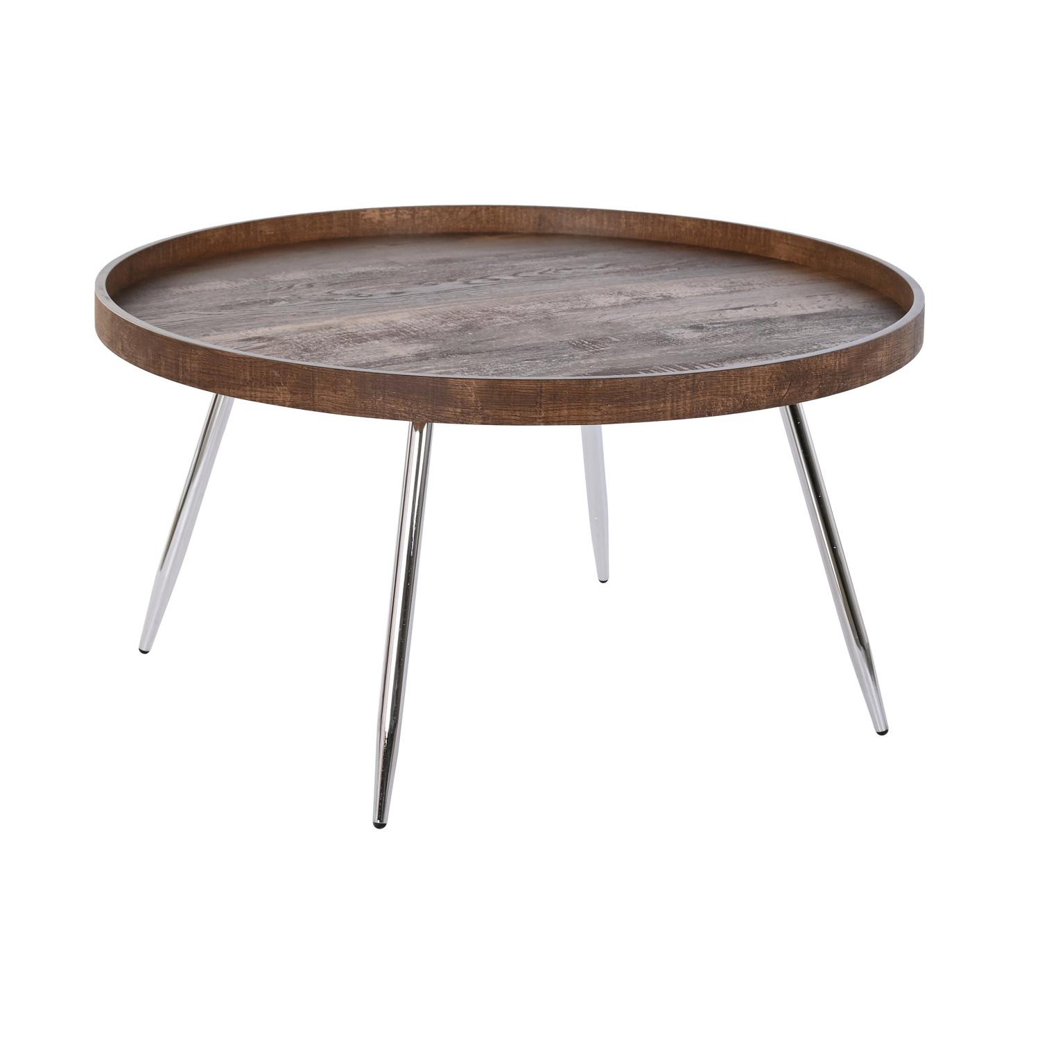 Mesa Centro Acero Mdf 78X78X41,5 Marron - Fijalo - El mejor complemento para tu hogar.