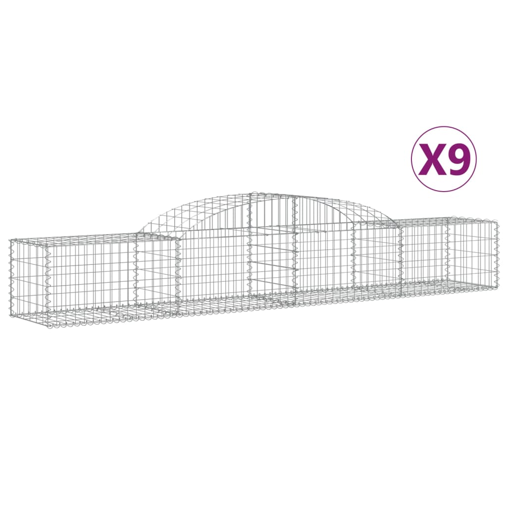 Vidaxl Cestas de Gaviones Arco Hierro (9 Uds) 300x30x40/60 Cm Etc.