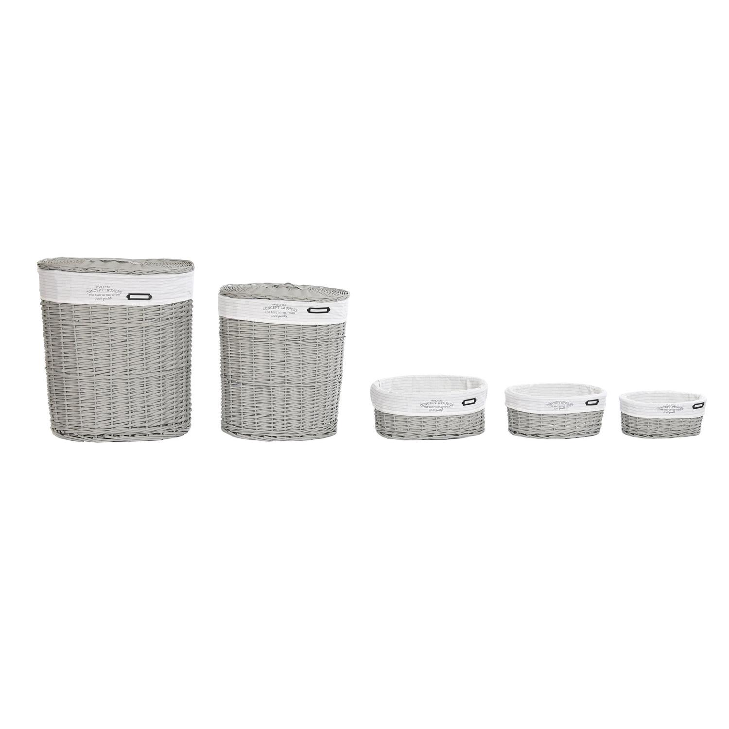 CESTA ROPA SET 5 MIMBRE POLIESTER 52X38X57 GRIS DC202355 - EL MEJOR COMPLEMENTO PARA TU HOGAR FIJALO