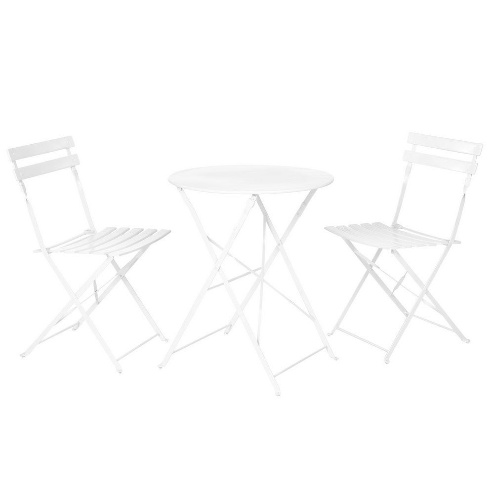 Conjunto de mesa y 2 sillas de jardín Sira con láminas curvas de acero Lola Home