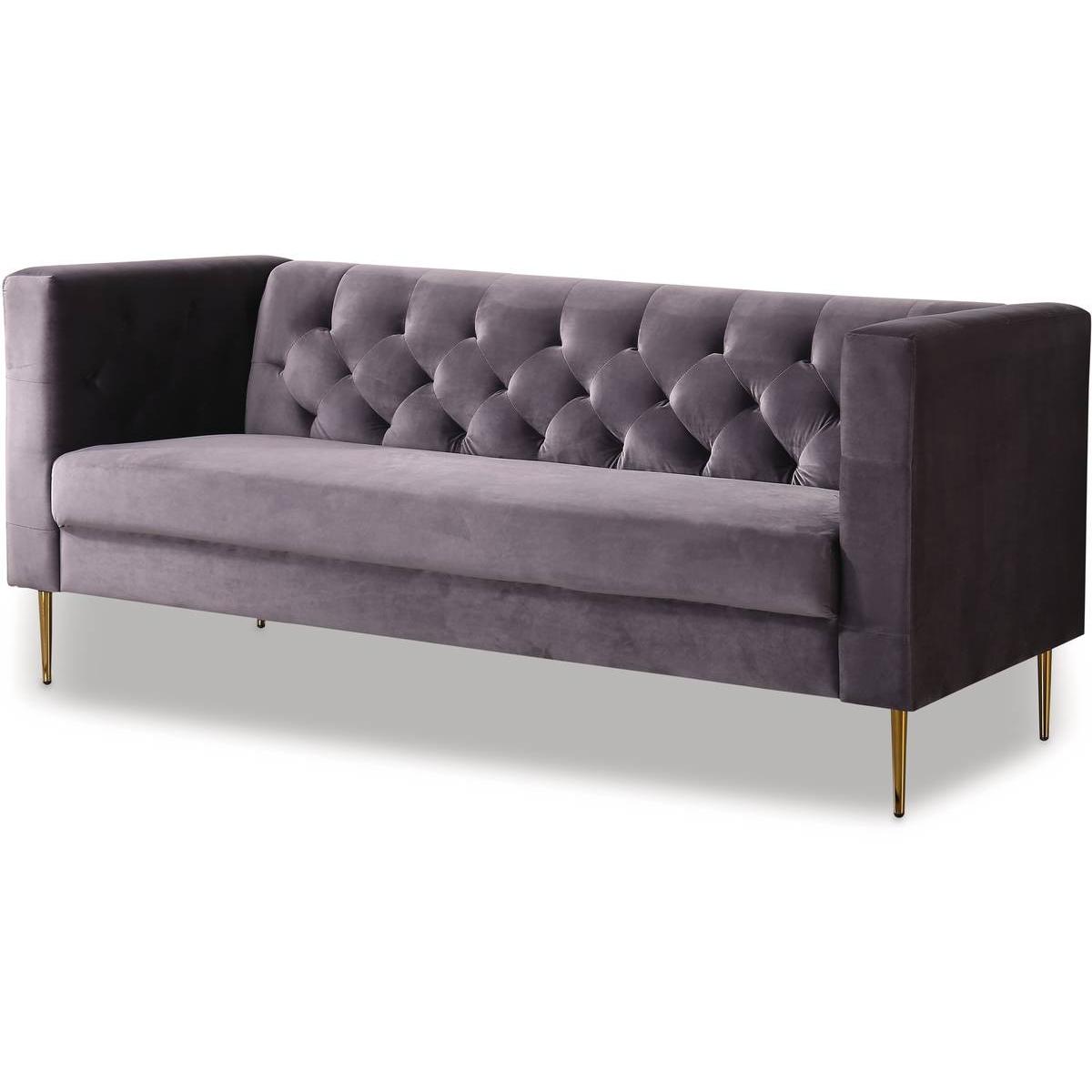 Habitat y Jardin - Sofá terciopelo "Bruce" - 3 plazas - Gris