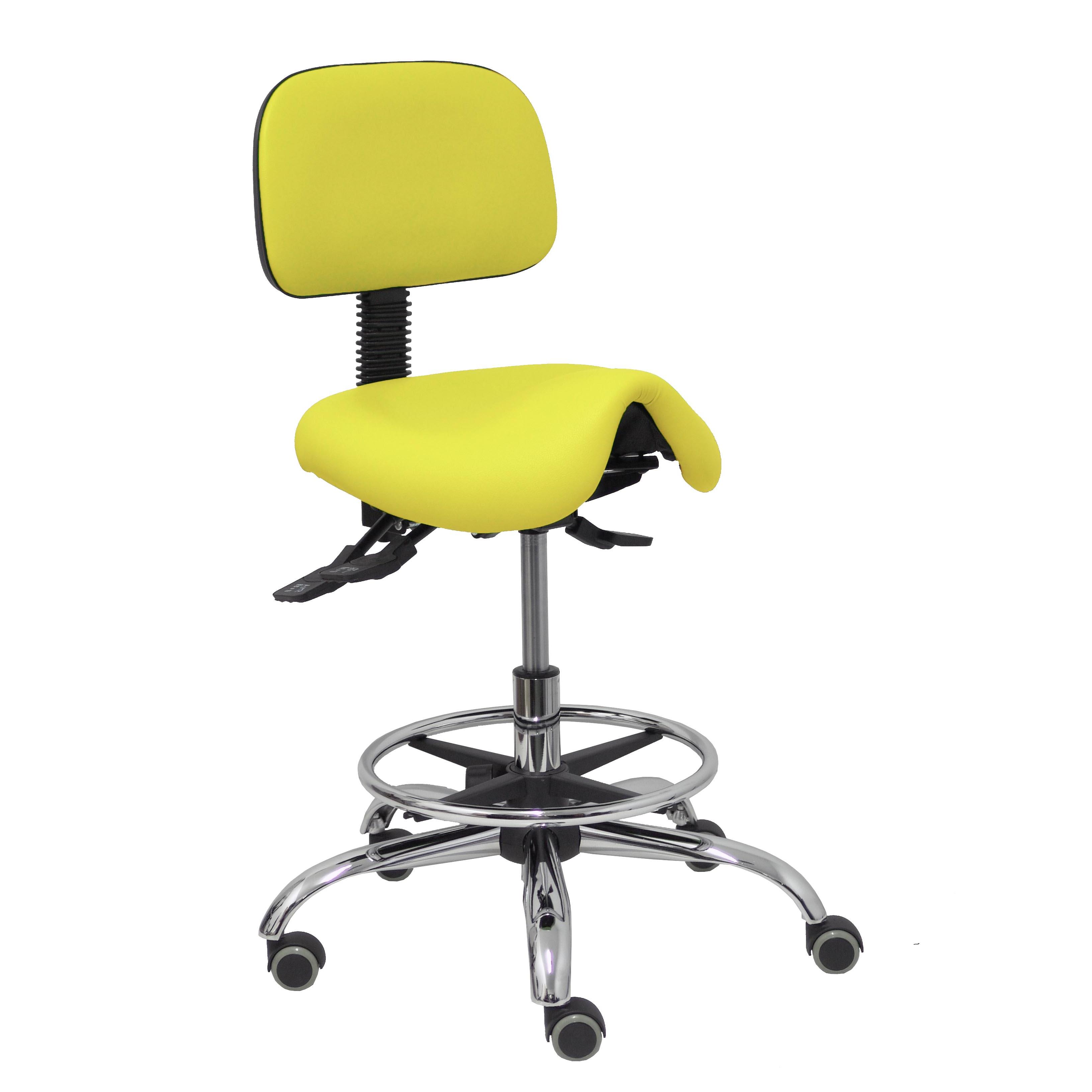 Piqueras Y Crespo Taburete Zarza Clínico Giratorio Ergonómico Regulable en Altura Similpiel Amarillo