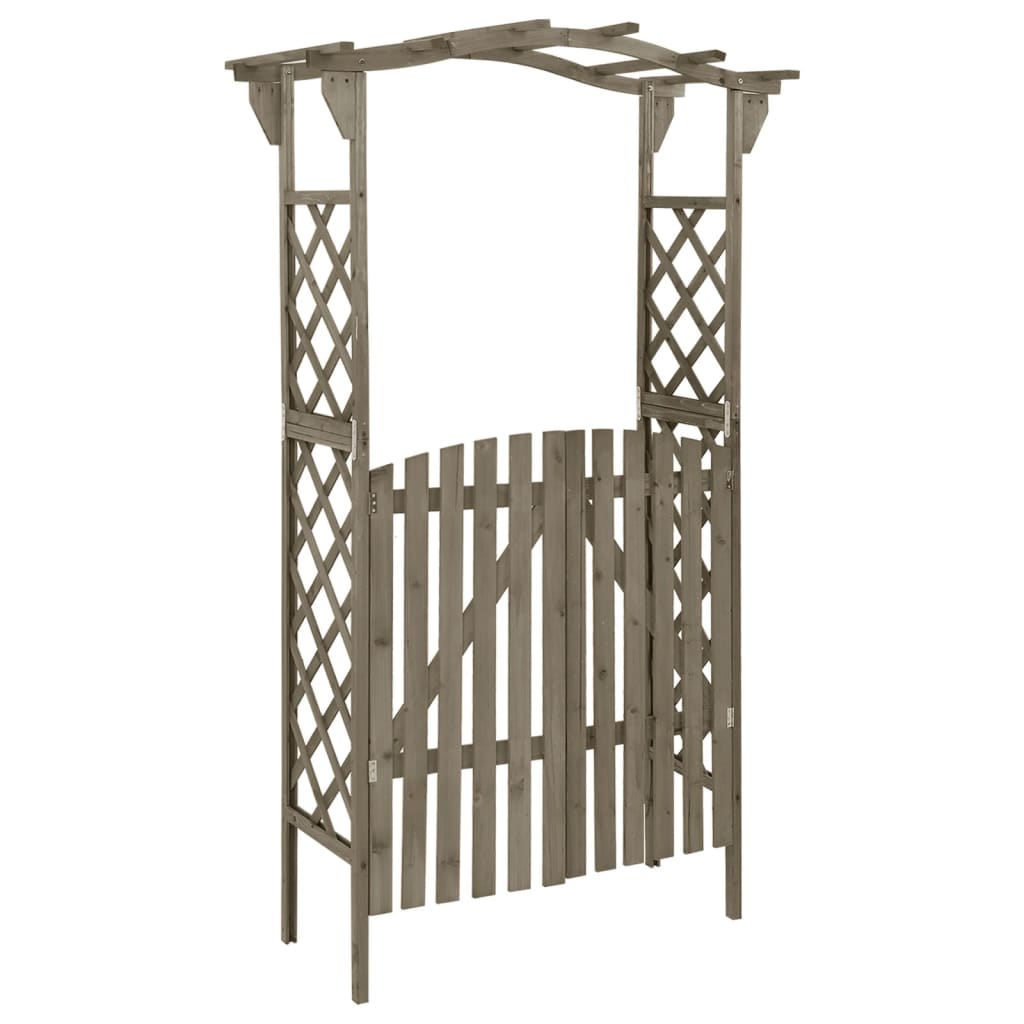 vidaXL Madera Maciza de Abeto Pérgola con Puerta Arco Entrada Pasaje Jardín Color Marrón,  Gris, y mas