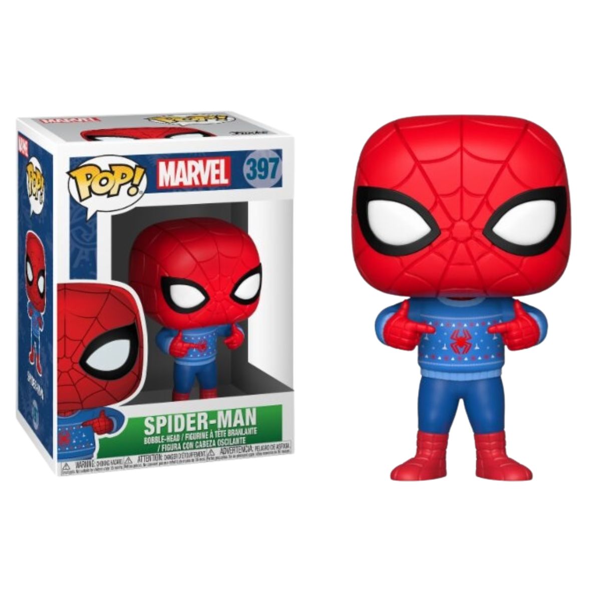 FUNKO POP! MARVEL HOLIDAY - SPIDERMAN CON SWEATER, 33983, Nº397, TIENDA CON LICENCIA OFICIAL