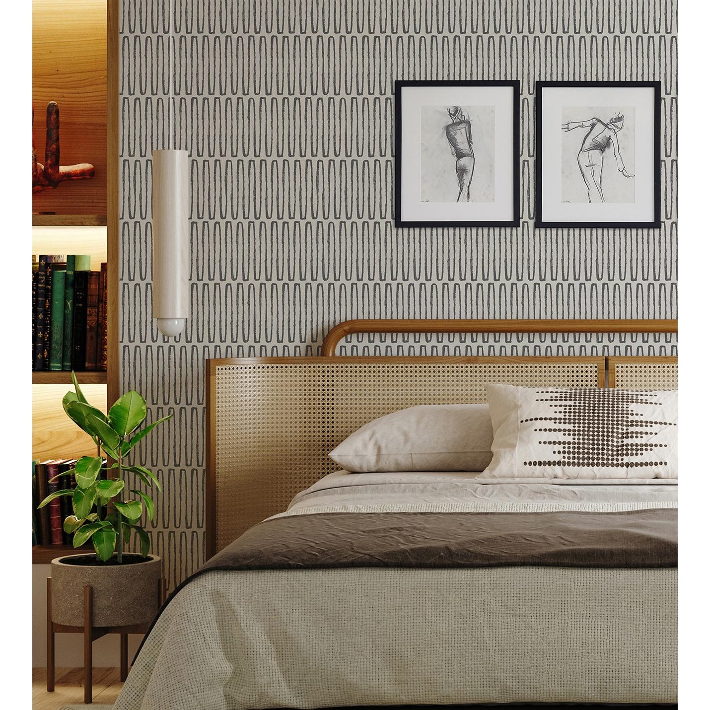 Papel pintado vinílico ecológico étnico diseño geométrico africano negro - Barak 682038 de GAULAN - Rollo de 10 m x 0,52 m