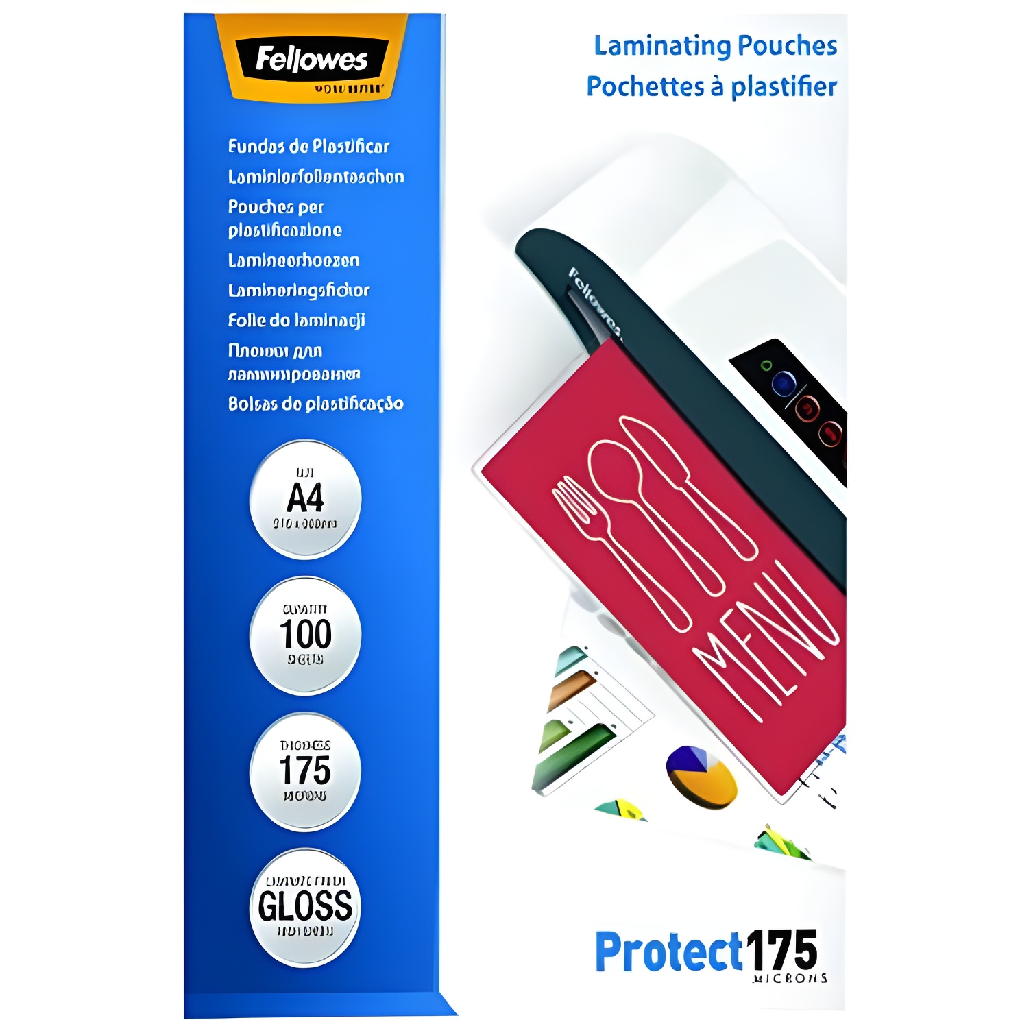 Fellowes 5308703 - Pack de 100 fundas de plastificar formato A4, 175 micras