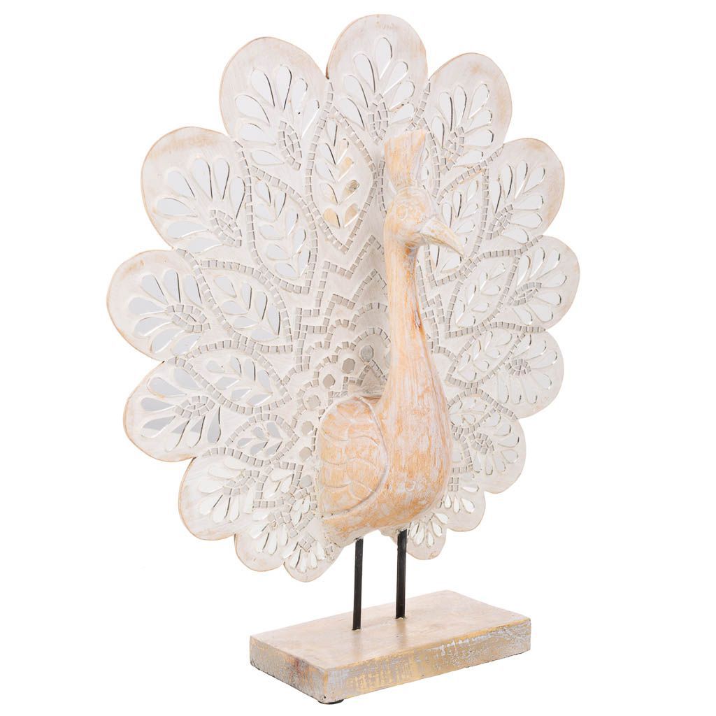 Figura Pavo Real Mosaico Mdf, Mosaico De Vidrio Natural 53x46x12cm, El mejor complemento para tu hogar