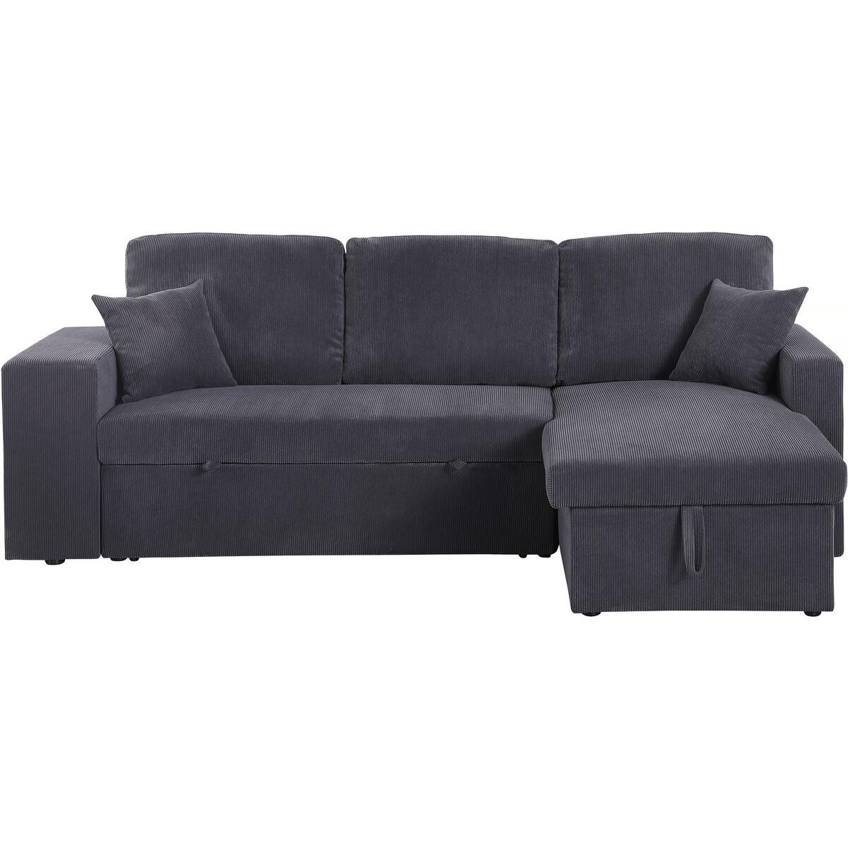 Habitat y Jardin - Sofá esquinero convertible/reversible de pana "Axel" - 3 plazas - Gris