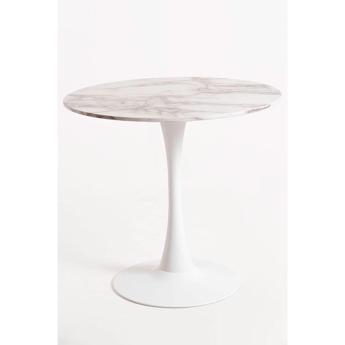 Regalos Miguel - Estilo Nórdico - Mesa Kolio 80 cm Mármol - Blanco