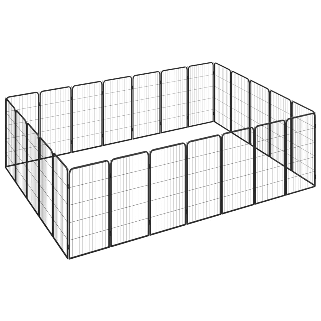 vidaXL Jaula Perros Acero Recubierto Polvo Negro Puerta Cachorro Dimensiones 50x50x100cm (4 paneles),  150x50x100cm (8 paneles),  200x100x100cm (12 paneles) y mas
