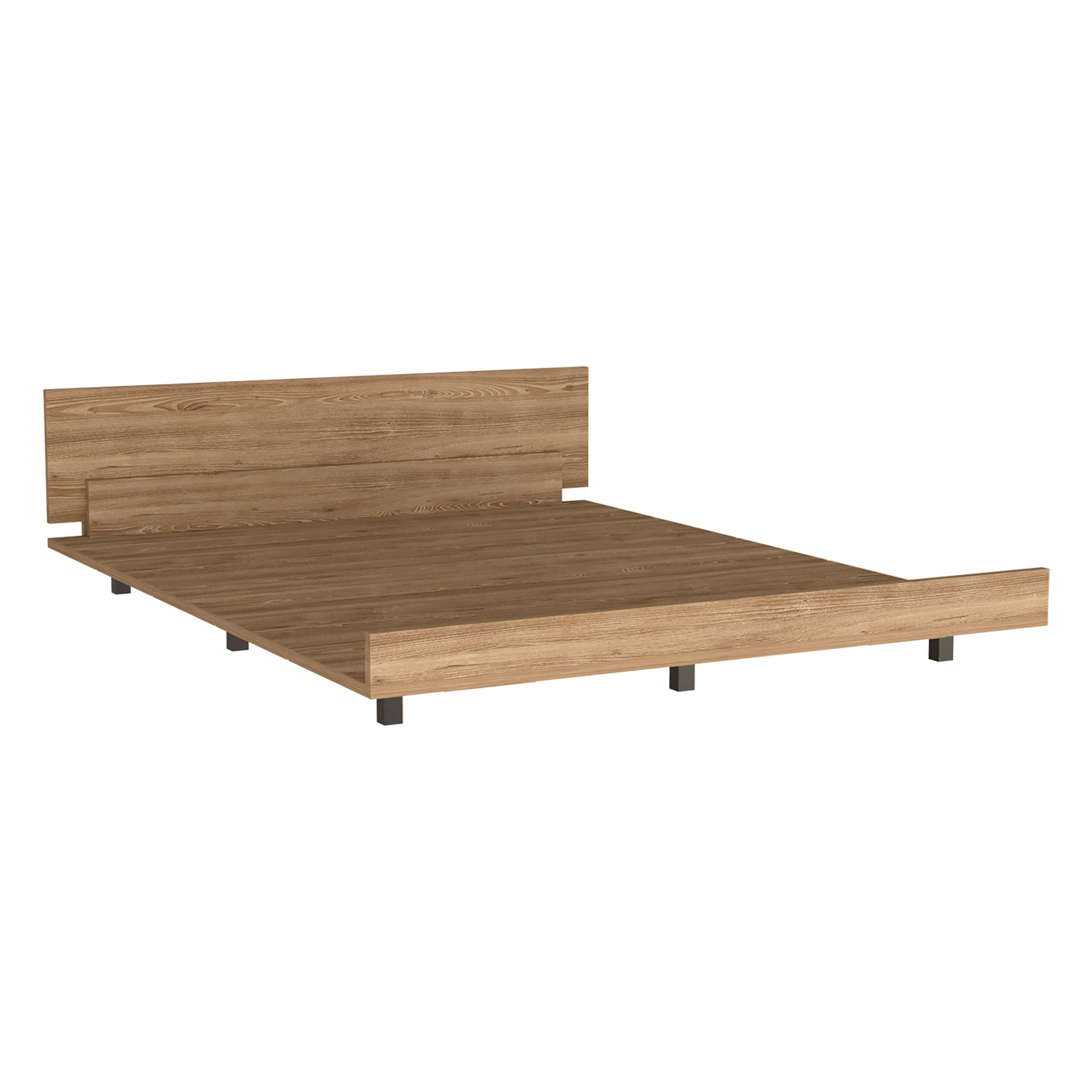 TUHOME Base Cama Sencilla Kaia, con marco, Miel Madera manufacturada Dormitorio-Cama