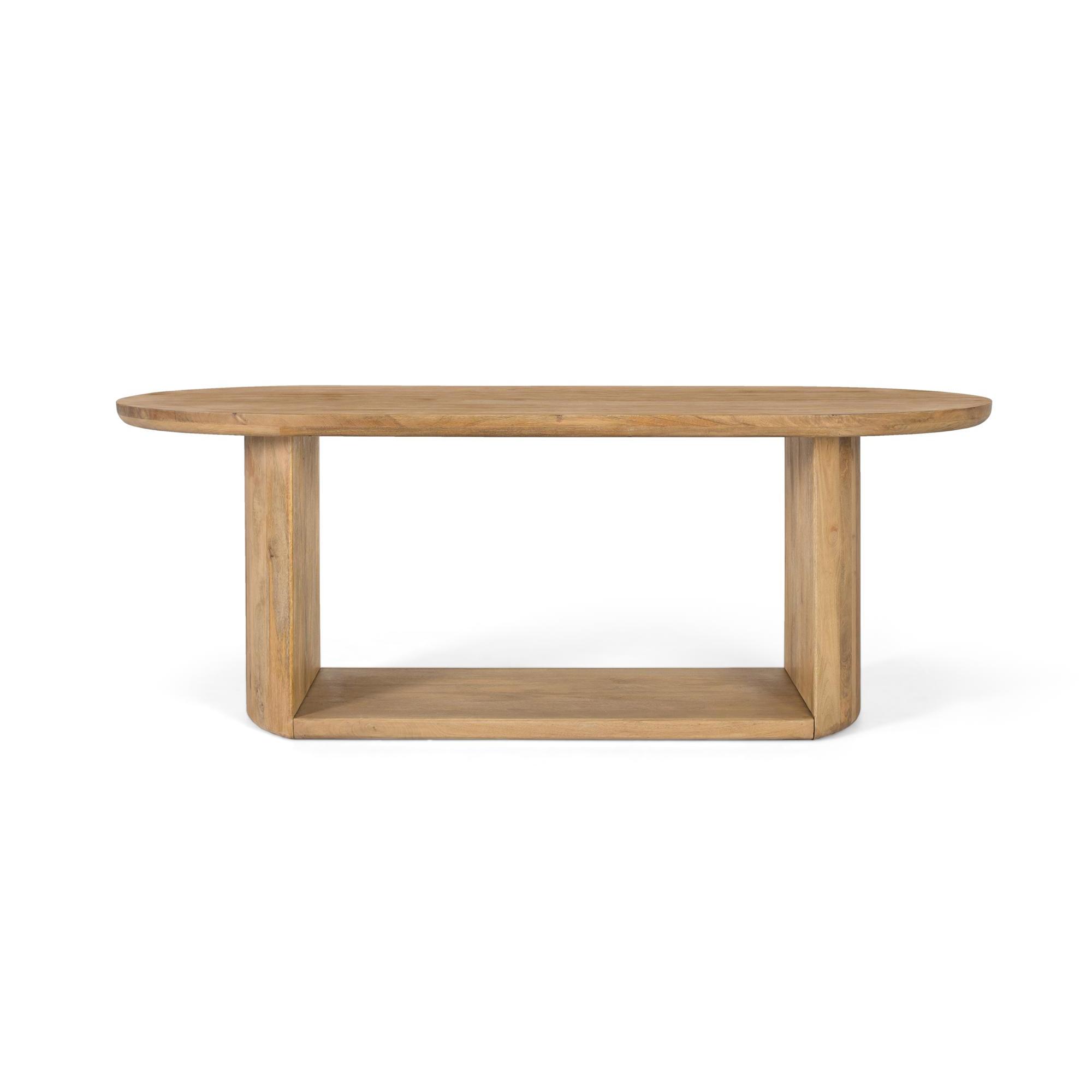 Mesa ovalada fabricada en madera de mango 210 cm76X210X100