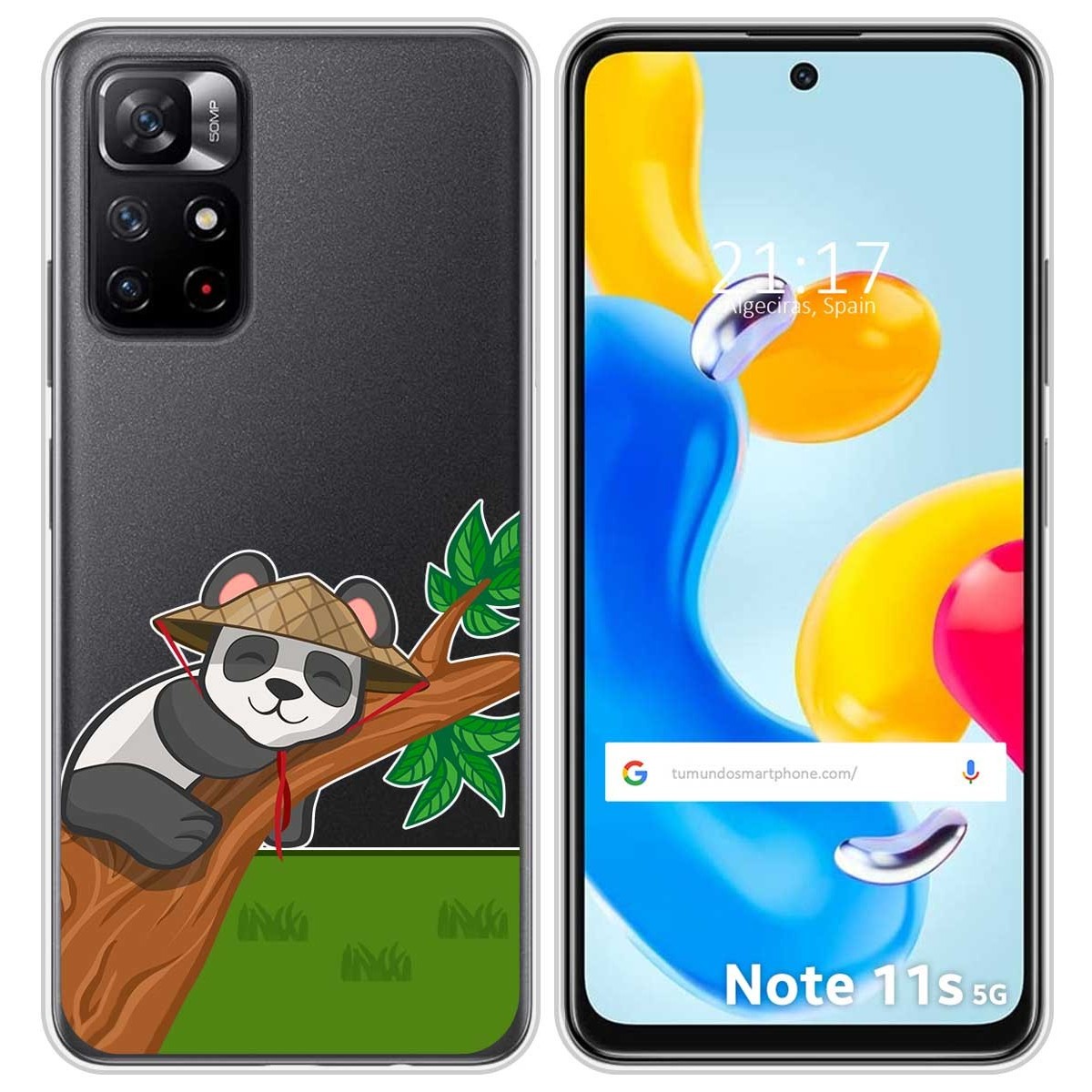Funda Silicona Transparente para Xiaomi Redmi Note 11s 5G diseño Panda Dibujos