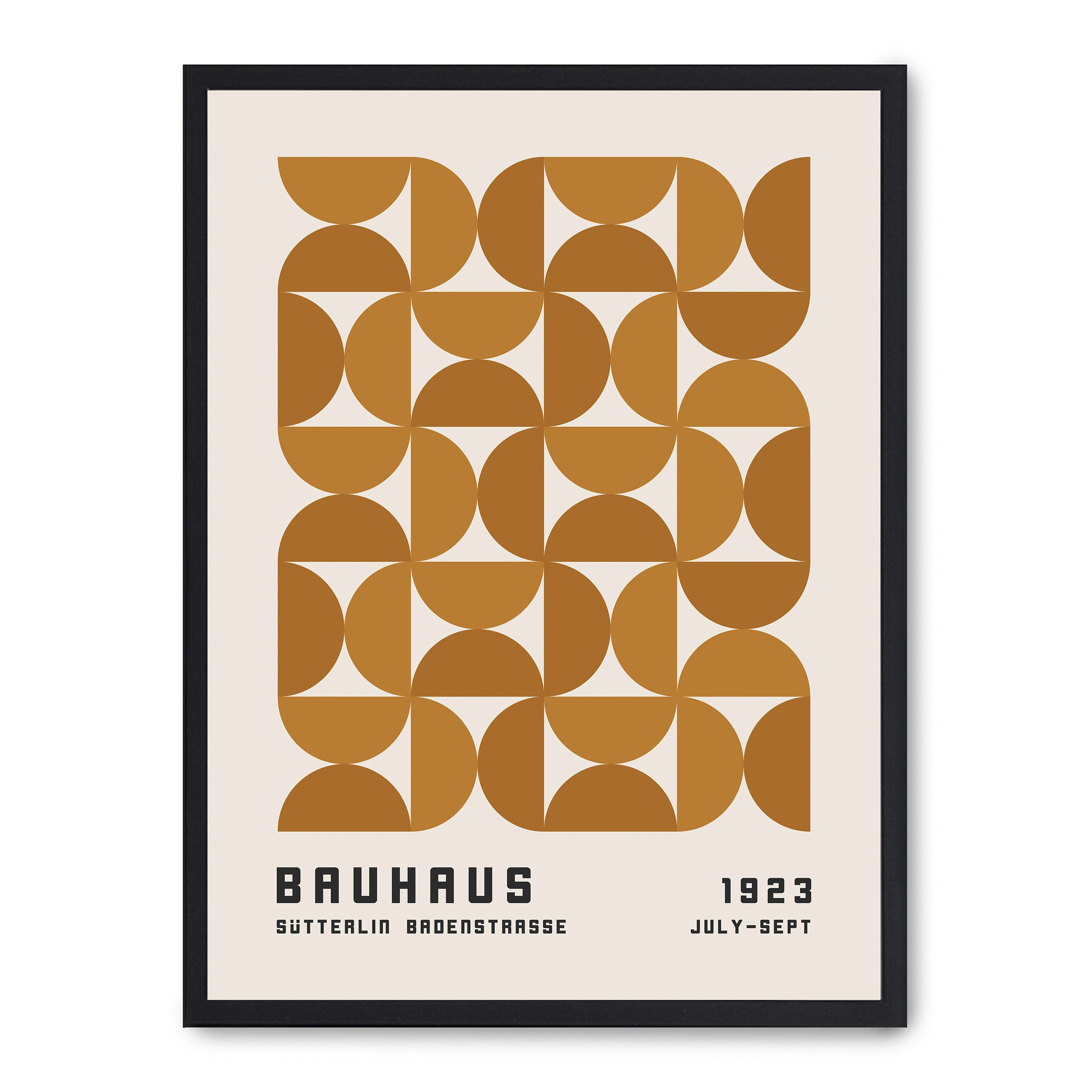 Cuadro bauhaus yellow forms 30x40cm, Póster impreso en papel de primera calidad de 180gr, montado sobre marco de madera MDF acabado en negro., Arte - Bauhaus
