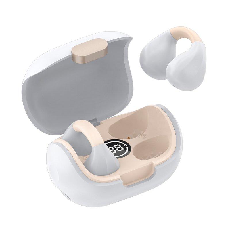 Cool auriculares stereo bluetooth earbuds clip blanco