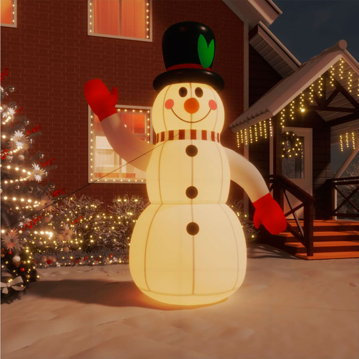 Muñeco de nieve inflable con luces LED blanco 300 cm