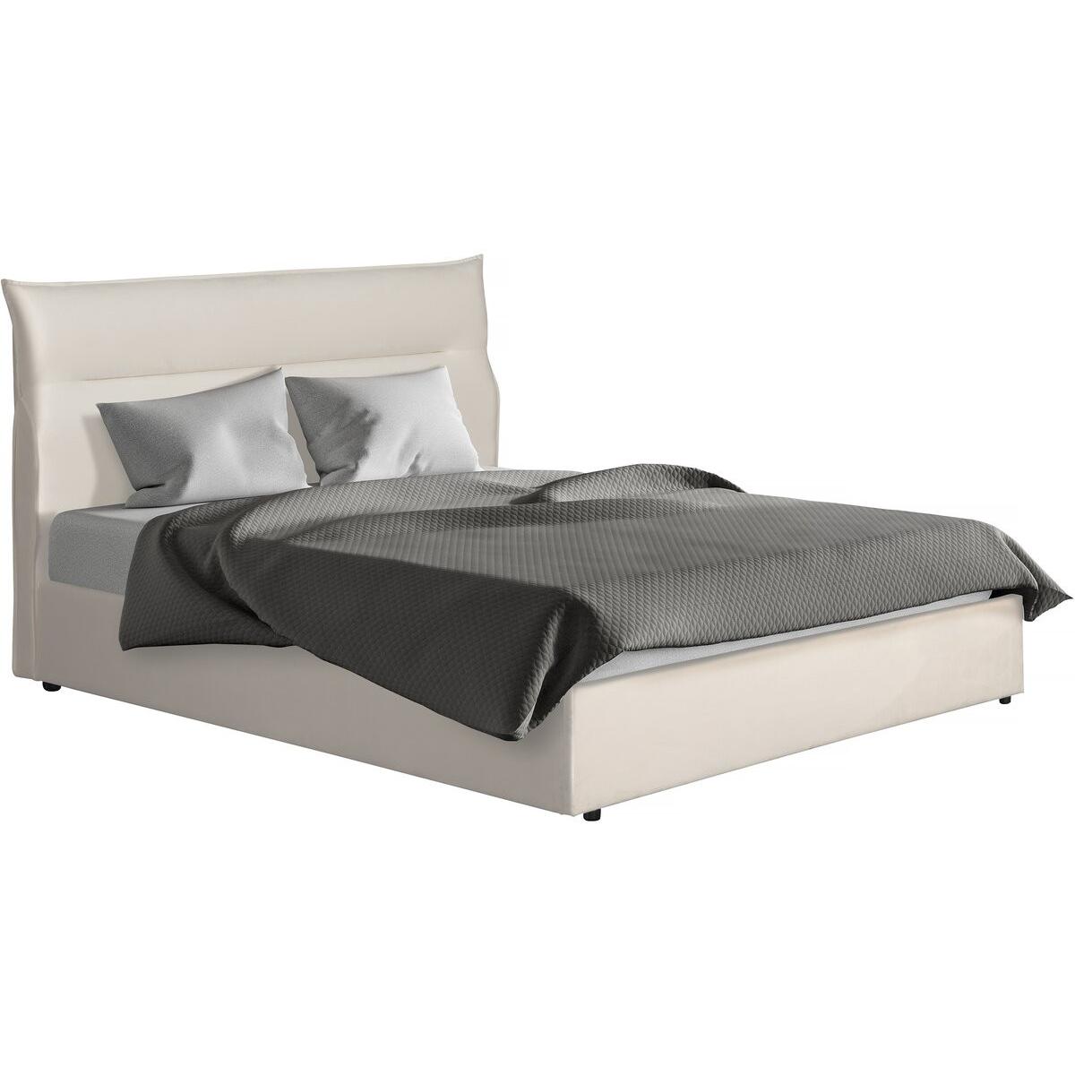 Habitat y Jardin - Cama de terciopelo "Isola" con cofre - 160 x 200 cm - Beige
