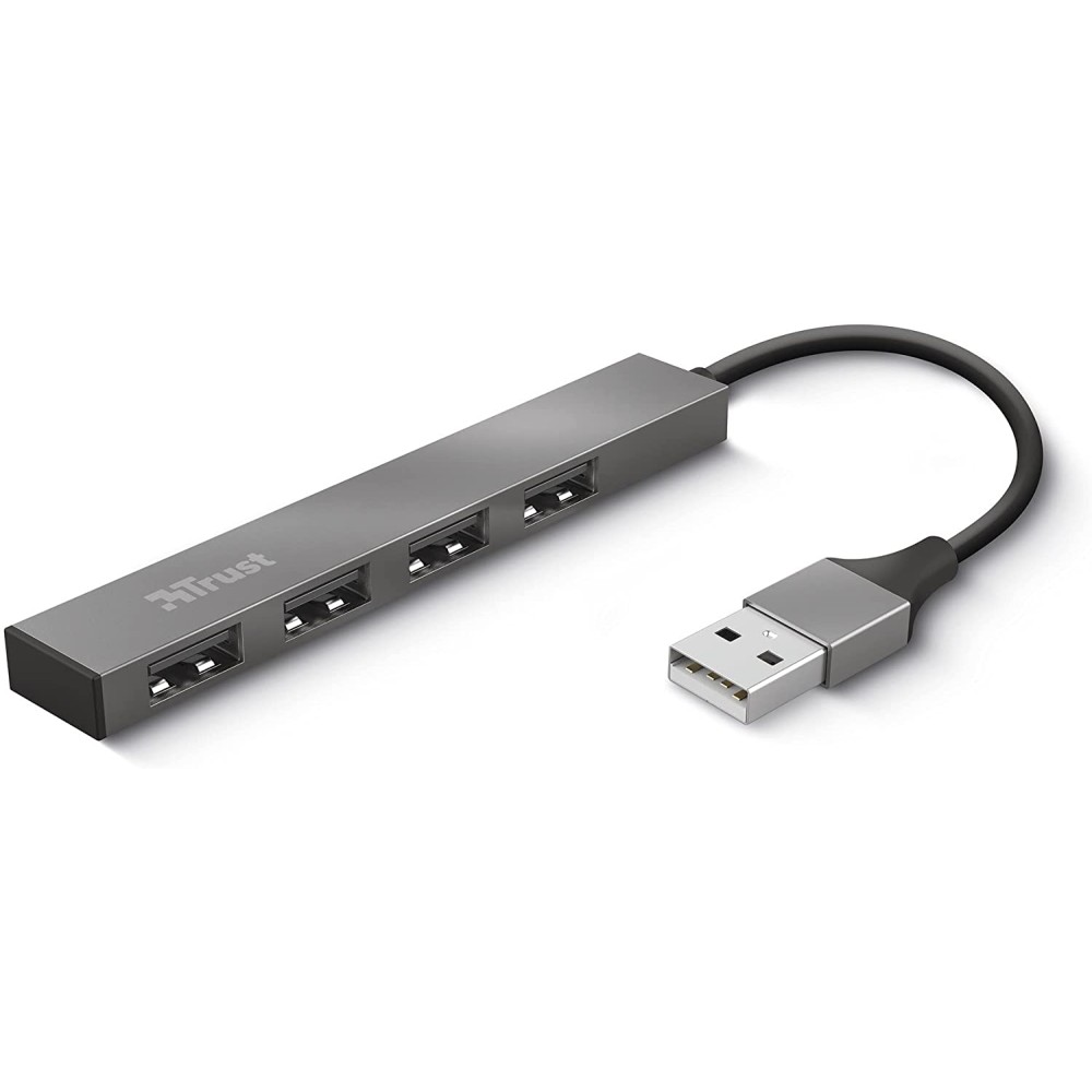 Trust Halyx Minihub USB 2.0 de Aluminio con 4 Puertos para 4 Puertos - Plata TRUST TRU-HUB USB HALYX