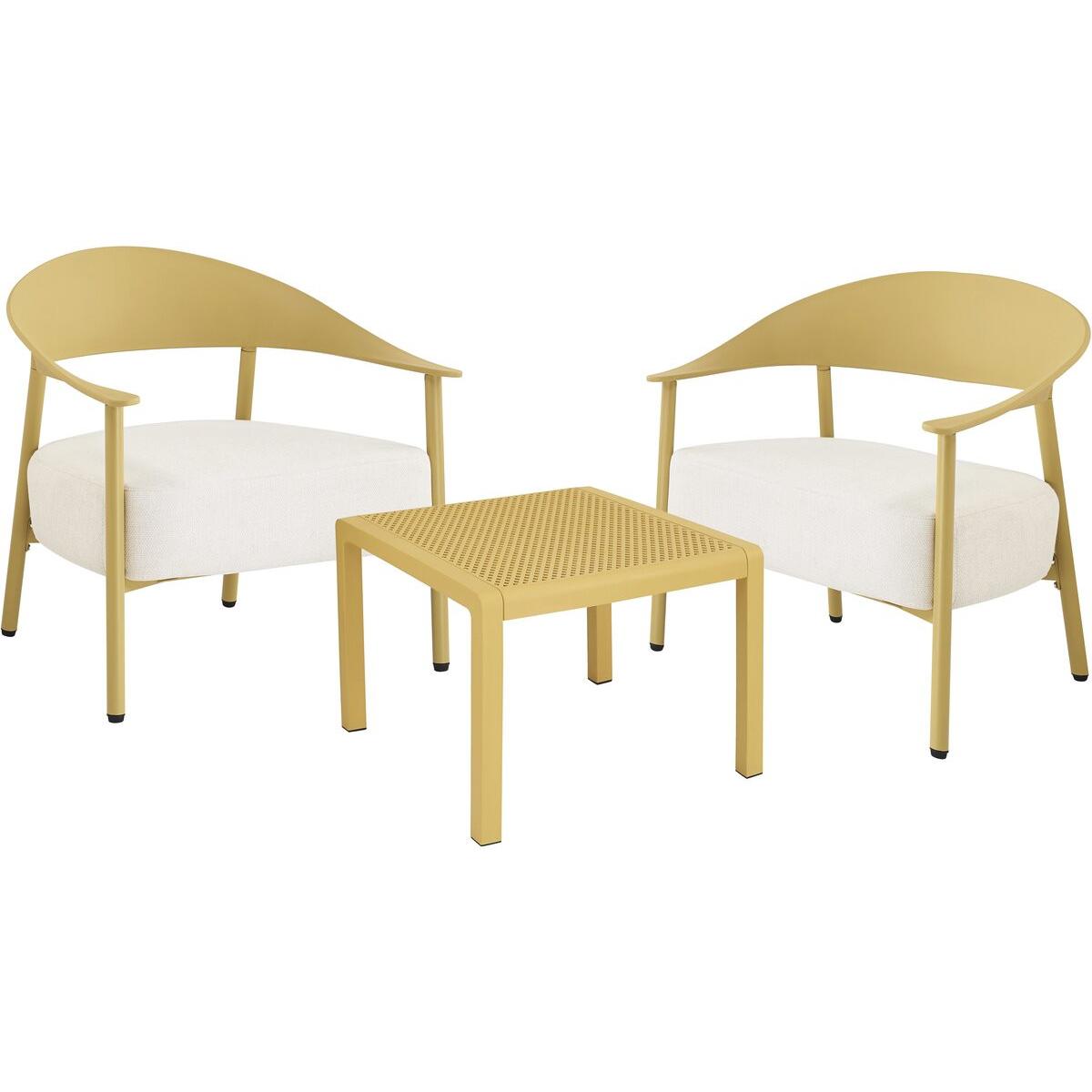 Habitat y Jardin - Conjunto de muebles de jardín "Céora" de metal y plástico - 2 plazas - Amarillo