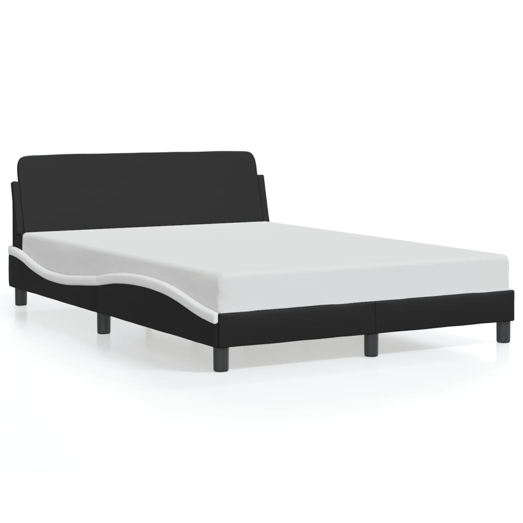 vidaXL Estructura de cama Dover cuero sintético negro blanco 140x200 cm