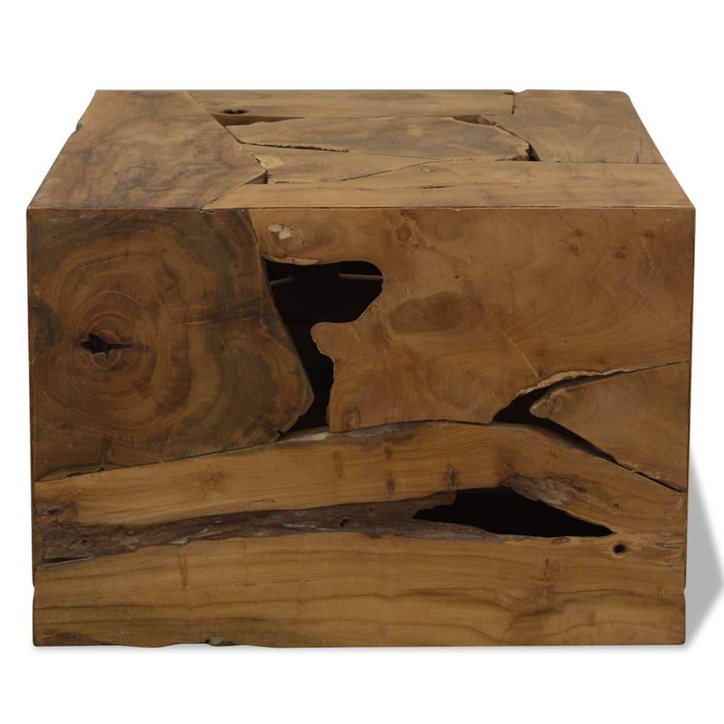 vidaXL Mesa de centro de teca genuina marrón 50x50x35 cm Mesita de Salón o Comedor o Auxiliar Mesa de Café Meuble Salón
