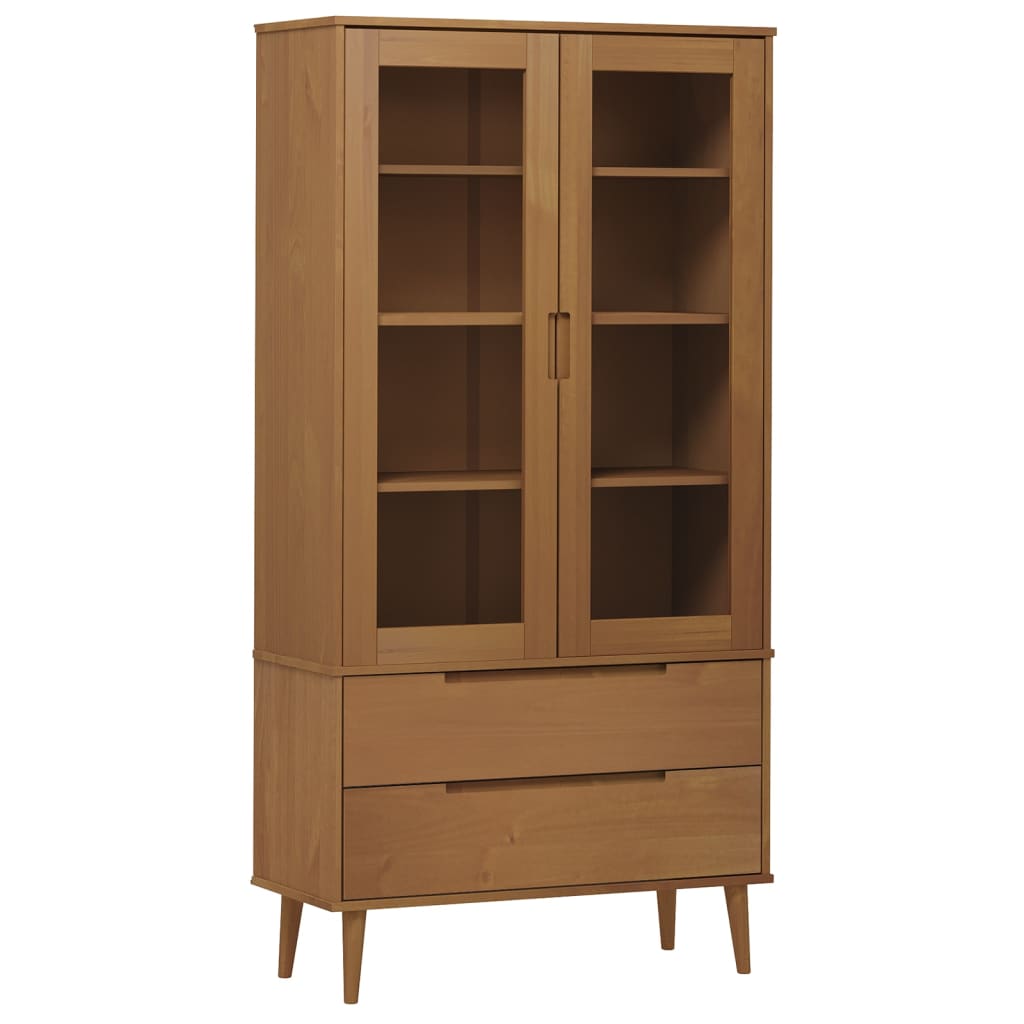 Vidaxl Mueble Vitrina MOLDE Pino Maciza 90x35x175 Cm - Estantería Almacenamiento