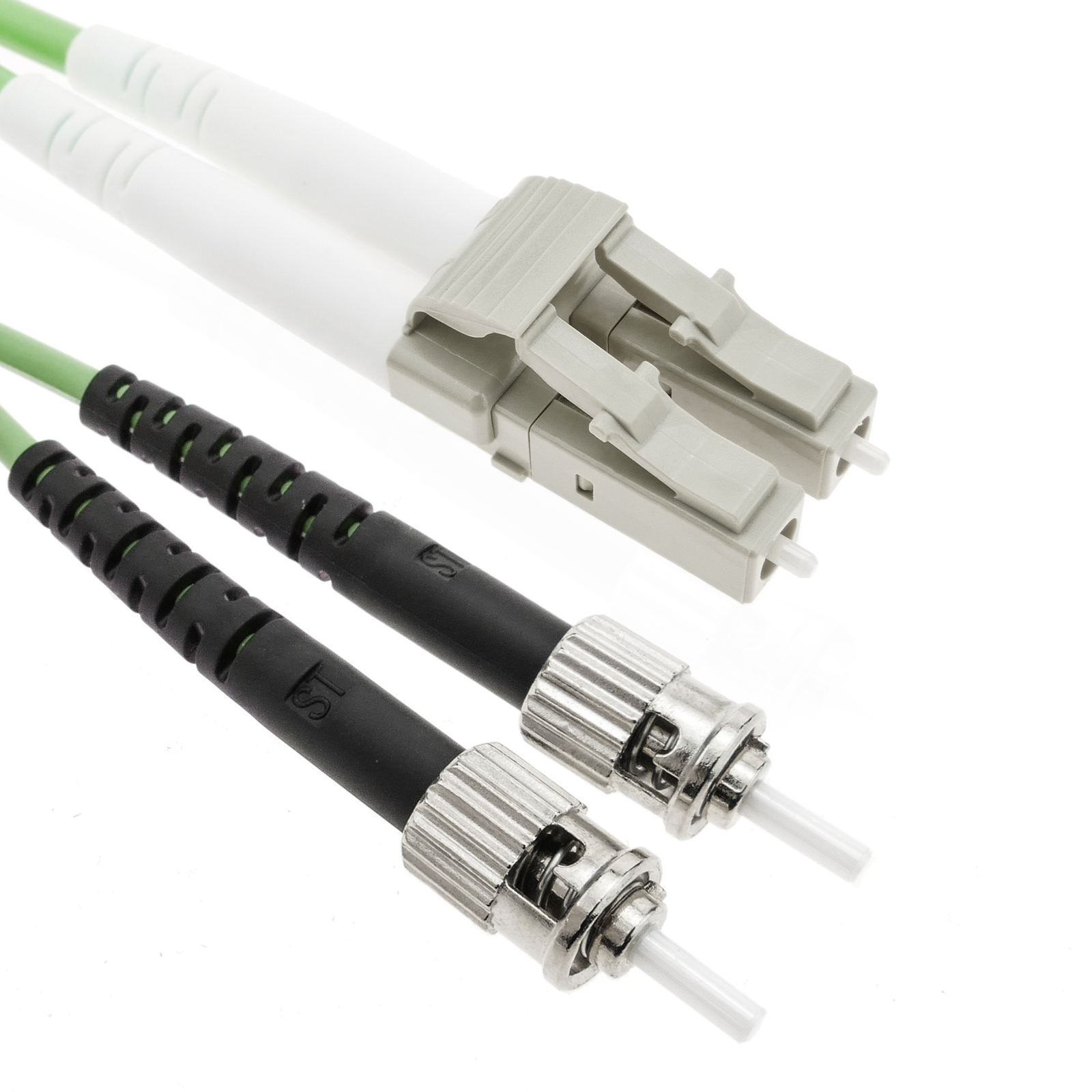 Cable de fibra óptica OM5 multimodo duplex 50µm/125µm LC/PC a ST/PC 100Gb de 20 m - BeMatik