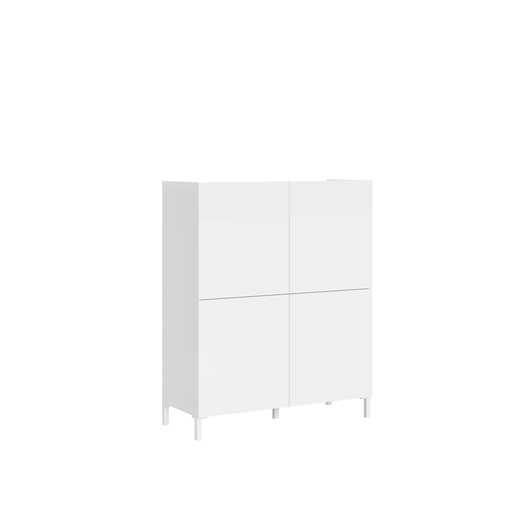 Aparador alto Solaria de 4 puertas 90x35x110 cm, blanco brillo - Itamoby