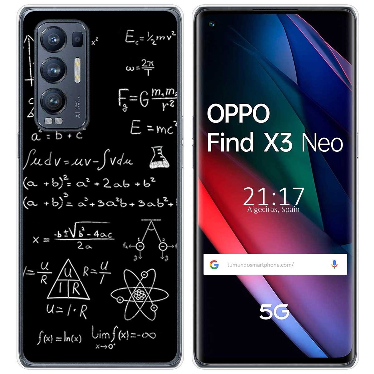 Tumundosmartphone Funda Gel Tpu para Oppo Find X3 Neo 5G diseño Formulas Dibujos