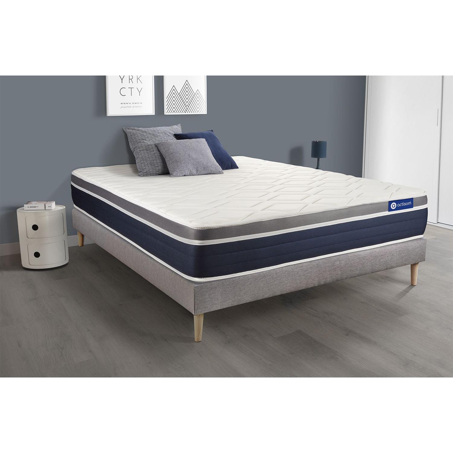 Pack colchón Actiflex confort 120x200cm + Somier, Muelles ensacados y espuma viscoelástica, 3 zonas de confort