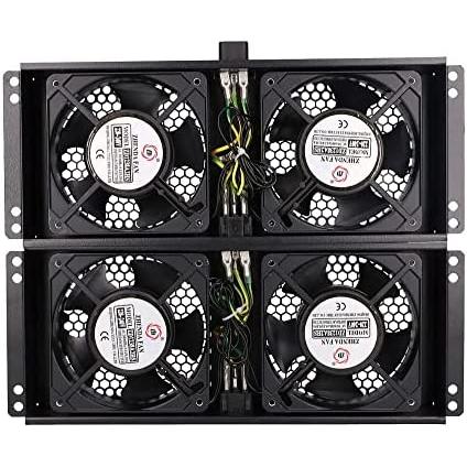 Extralink 4 WAY FAN UNIT cooling fan, Black metal construction, features 4 integrated fans, 0U rack capacity, and hot-swap capability for optimal server cooling.