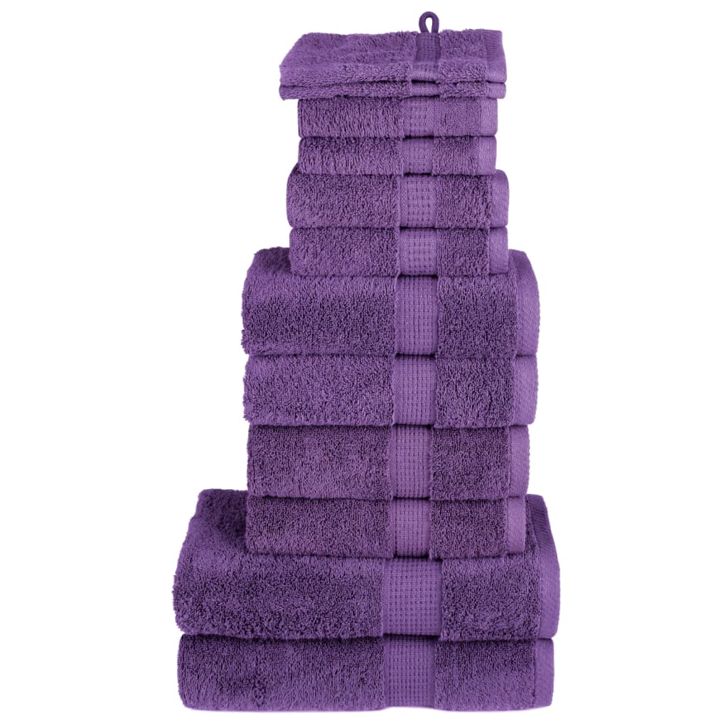 vidaXL Juego de toallas 12 piezas 100% algodón 600 gsm toalla Color Marrón,  Morado,  orange y mas