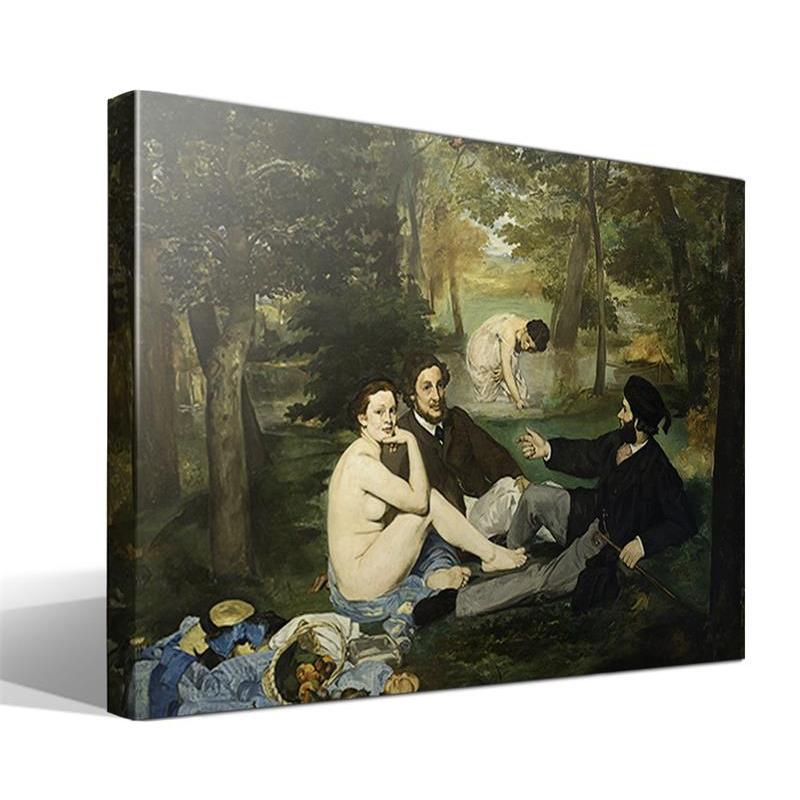 Cuadro Canvas Desayuno Sobre la Hierba de Édouard Manet - Alta Resolución - Lienzo de Algodón 100% - Bastidor de Madera 3x3cm - Fabricado en España