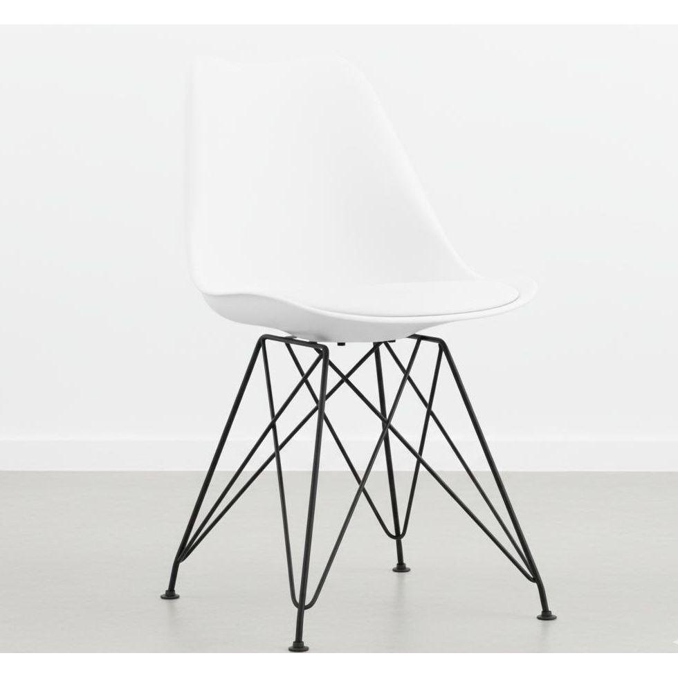 ORION91oficial® - Silla VEGA Estructura Negra Asiento Acolchado Piel Sintética Color Blanca – 48 x 41 x 82 cm Comedor-Oficina-Salón-Teletrabajo-Cocina - spaziOrion91