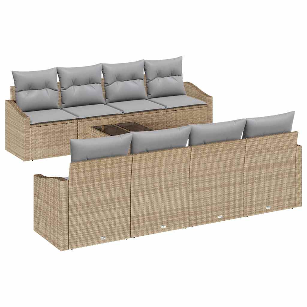 vidaXL Juego de Sofá Manual 9 pcs Beige y Gris Claro ratán sintético