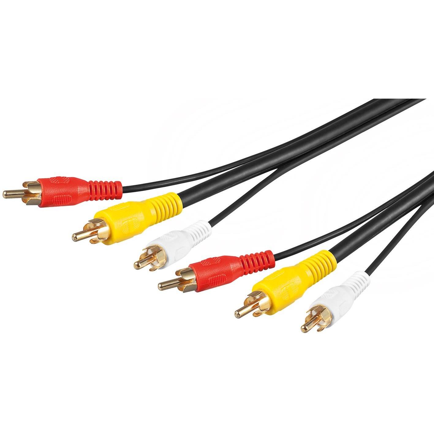 Cable RCA Goobay 3 Machos a 3 RCA Machos 5m Video RG59 Negro Apantallado