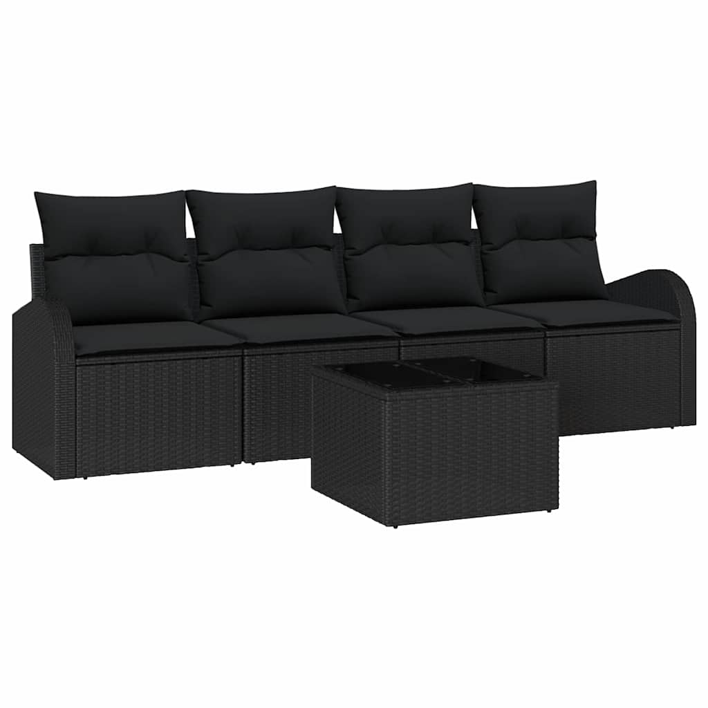 vidaXL Conjunto de sofá de jardín Manual Negro 55 x 55 x 37 cm