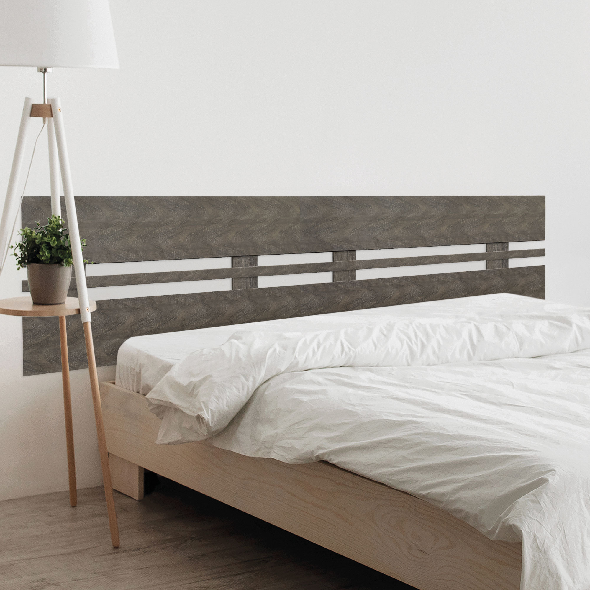 DHOME Cabecero de Madera reciclada DM Horizontal Ancho DUAL Cama Palets Herrajes incluidos