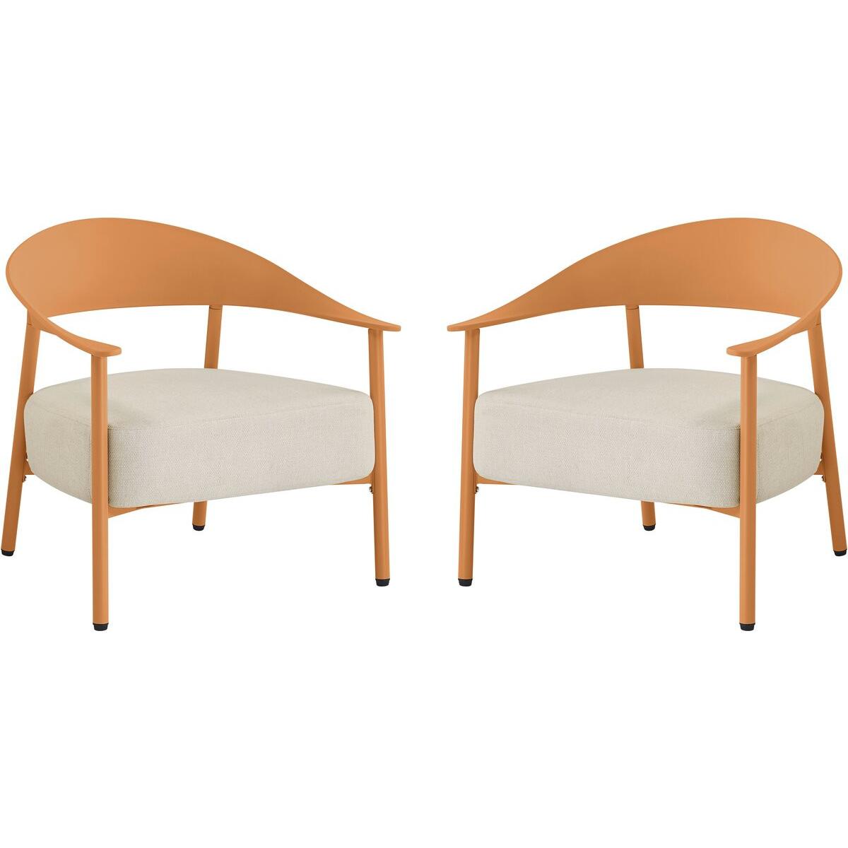 Habitat y Jardin - Lote de 2 sillones de jardín de plástico y metal "Céora" - Naranja